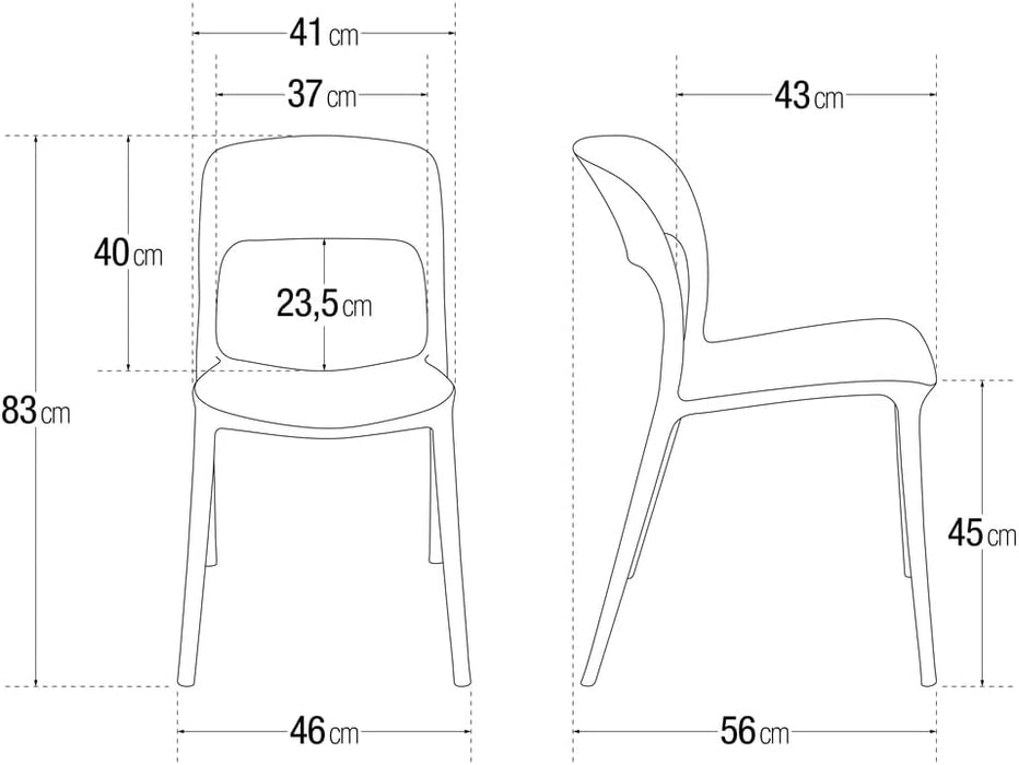 Set Sedie Impilabili Moderne e di Design in polipropilene da Giardino e Cucina