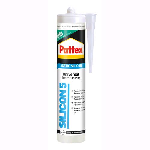 Siliconi acetico Silicon5 Pattex Colore Bianco Resistente alle muffe 280 ml