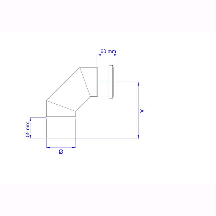 Gomito 90° per Stufa a Pellet Acciaio rivestito con smalto porcellanato 10 Ø cm - PN1003